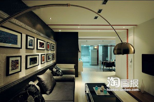 优雅的黑白空间 120平3室2厅现代风格（图） 