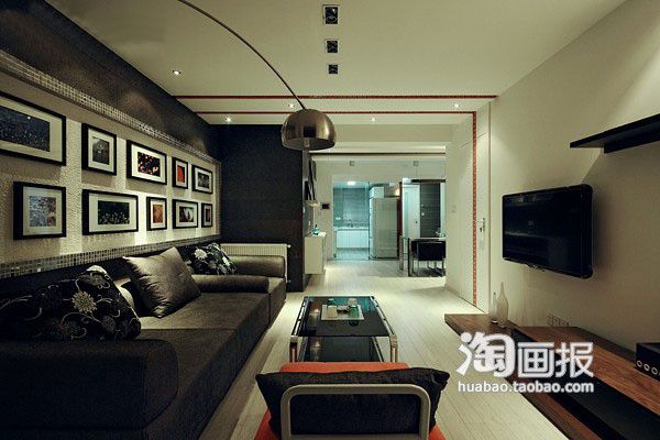 优雅的黑白空间 120平3室2厅现代风格（图） 