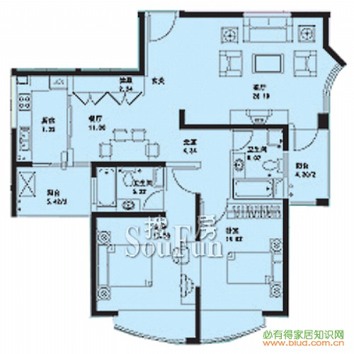 上海绿城-现代简约-二居室_看装修案例