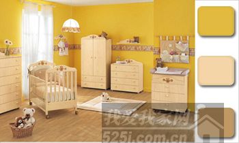 黄色+米黄色+棕色婴儿房