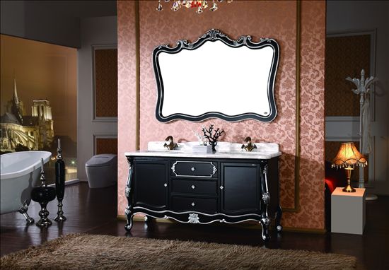 益高PG079XC-1黑色烫金古典浴室柜
