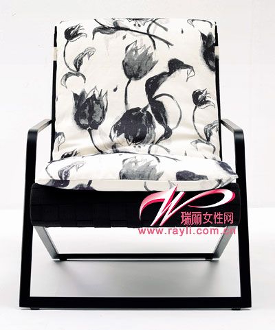 黑白花朵图案单椅