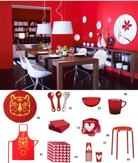 红色餐厅，红色餐具，红色饰品，让新一年有好胃口。