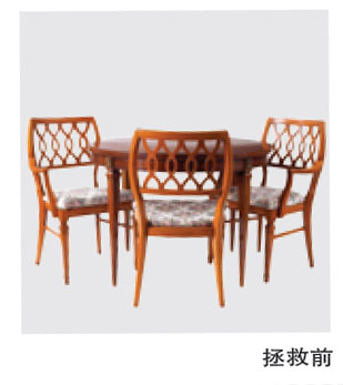 高档风格通常都会被过时家具的表面所掩盖，这些餐厅椅子的细纹给人一种现代感，但是却被这些破旧的果木漆所破坏了。