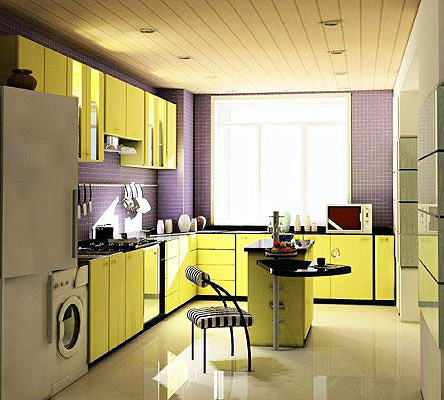 这款橱柜适合较大面积的厨房，L形橱柜设计，各个功能区域都比较明确，操作方便。