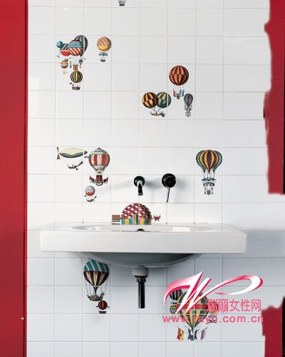 热气球图案卡通手绘瓷砖 绘就个性典雅的家居空间