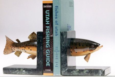有些书挡喜欢玩些视觉效果，比如上面的鱼书挡