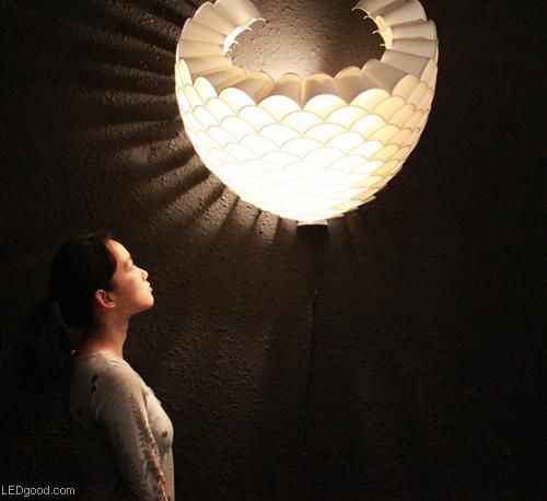 低碳生活创意 一次性纸杯的环保LED壁灯