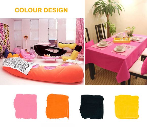 粉红+嫩黄+草绿 撞色搭配的新鲜感居室(组图) 