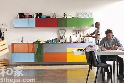 10款烤漆板组合橱柜 几何色明亮厨房（图） 