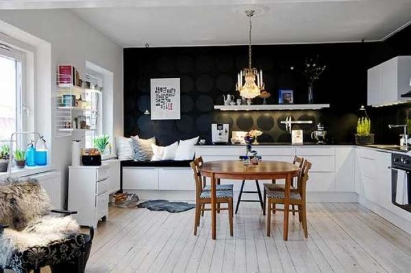 错落有致瑞典公寓 黑白地板装迷人家居(组图) 