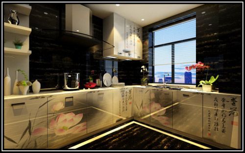 厨卫空间的设计是次方案的另一个亮点，我运用了中国画当中的水墨丹青的手法