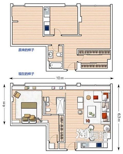 家装妙招 53平公寓以绕圈法增强空间感（图） 