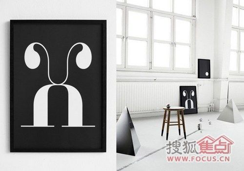 用简单的黑白字母相框墙 装饰出现代北欧风格 