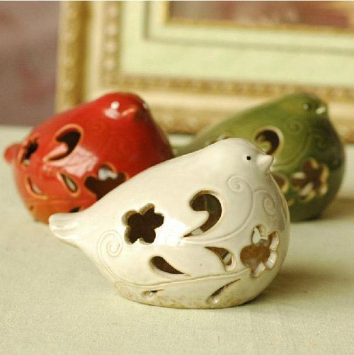 欧式古典陶瓷雕花镂空鸡烛台
