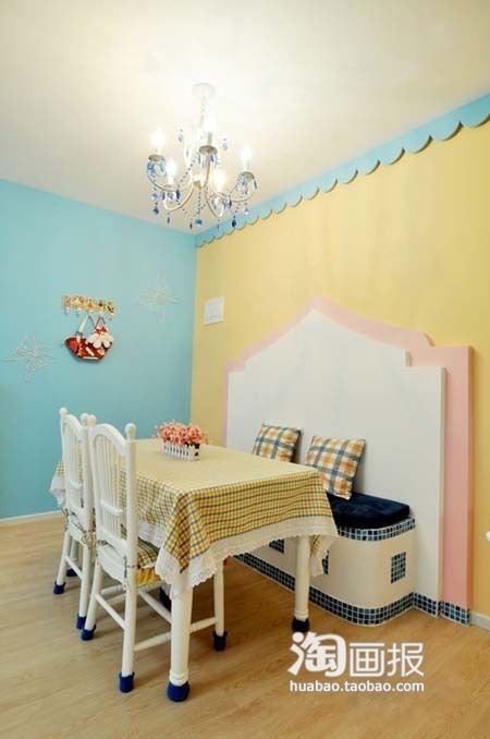 绚烂蓝黄粉色 98平3室2厅田园明媚家（组图） 