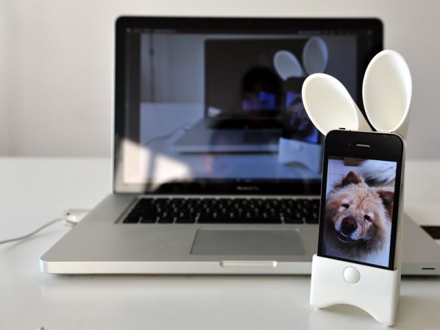 兔耳+留声机+放大镜 iPhone创意音频底座(图) 