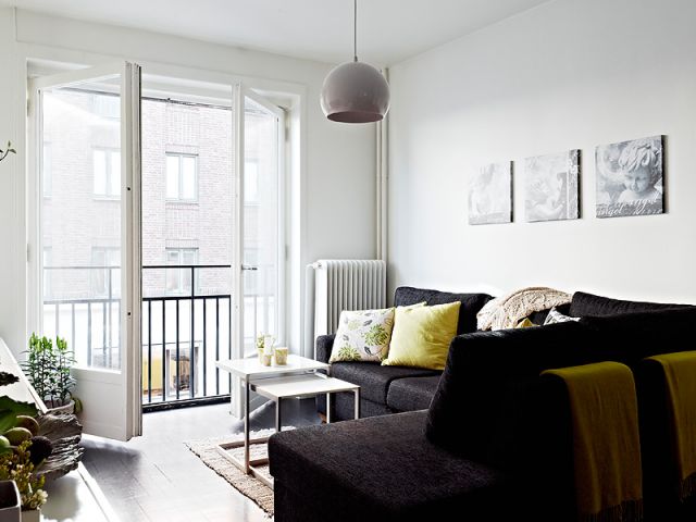 61平米单身公寓 黑色地板演绎现代家居(组图) 