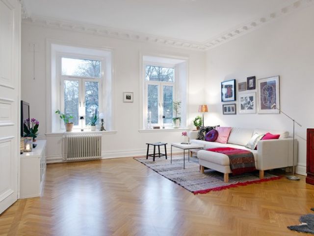 93平白色精致公寓 拼花地板装质感空间(组图) 