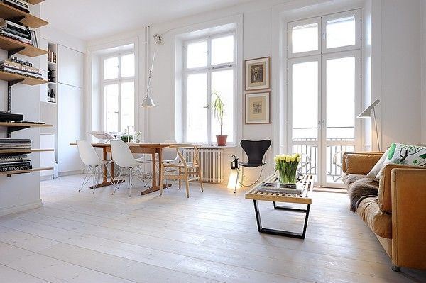 瑞典39平一居室 白色地板引爆初夏美居(组图) 