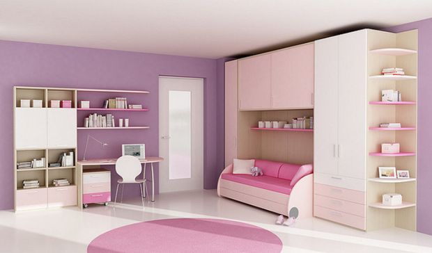 彩色衣柜搭配 给孩子一个温馨美好的卧室 