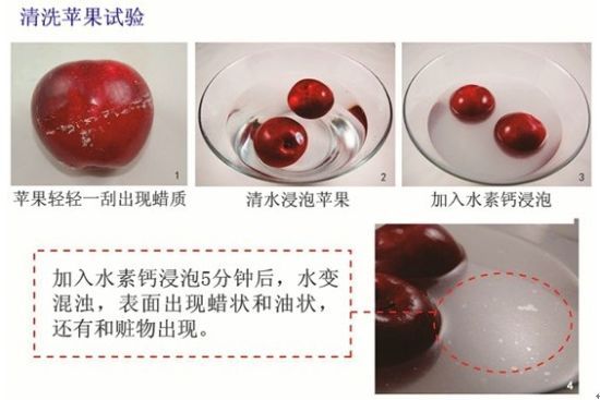 图：水素钙水果清洁测试