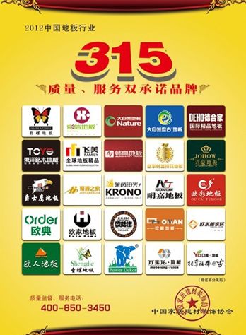 中国地板行业315质量服务双承诺品牌出炉