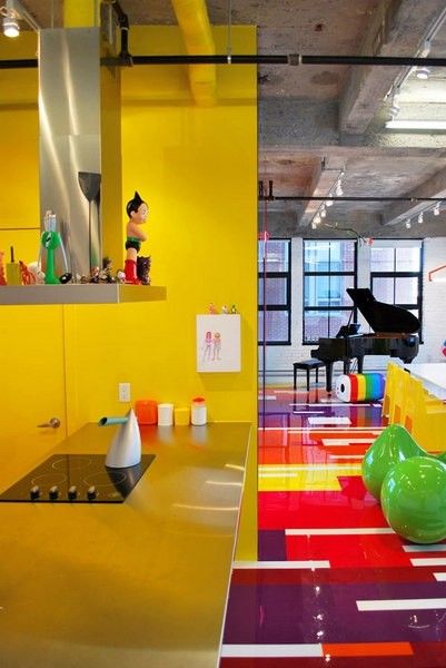 糖果缤纷 现代艺术收藏家的彩色loft 