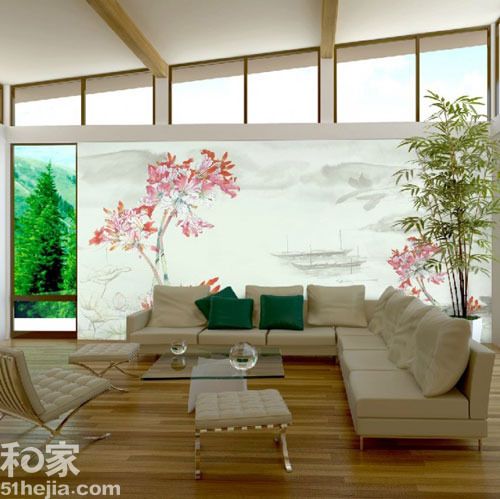 12面中国画背景墙 奠定居室古韵情调（组图） 