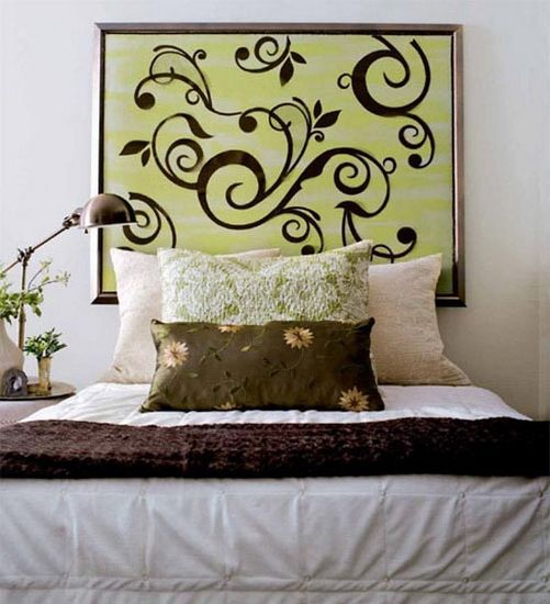 创意DIY床头背景墙设计 温馨卧室床品（图） 