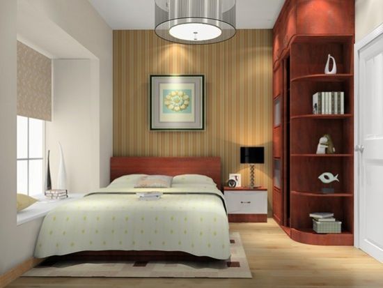 尚品宅配新居网一个定制家具的卧室实景图。仔细对比原来的设计图，一物一景都非常吻合和对应。