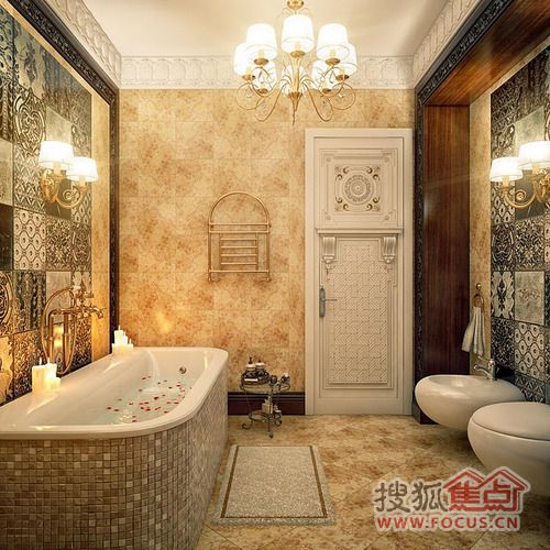 现代与复古的完美融合 浴室瓷砖铺贴华丽享受 