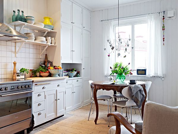 简洁小厨房设计 40平靓丽瑞典单身公寓(组图) 