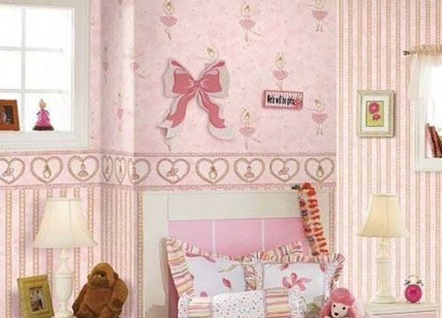 !这是超粉嫩的一款壁纸，搭配上公主房的粉红色基调，真是将粉嫩进行到底了