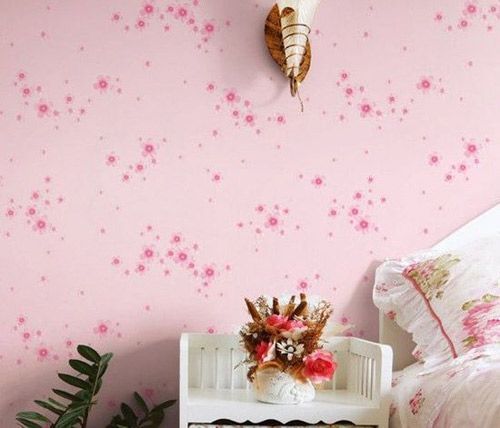 樱花背景墙纸浪漫温馨卧室满铺粉色墙纸