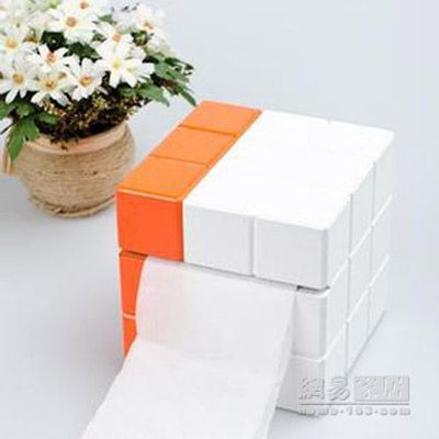 创意木制卷筒纸纸巾盒，魔方彩色系列，方向随意摆放