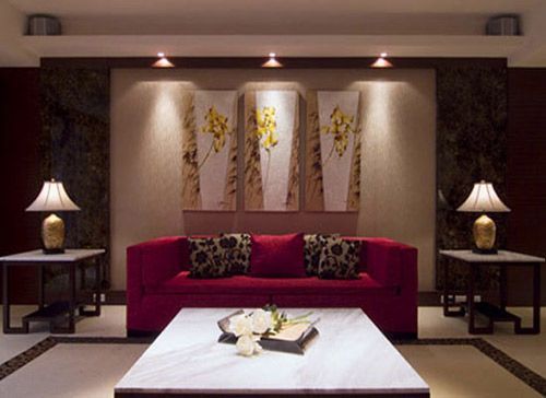 传统的日式客厅装饰，很对称的结构，采用清晰的线条，带给人以优雅、清洁，有很强的几何立体感