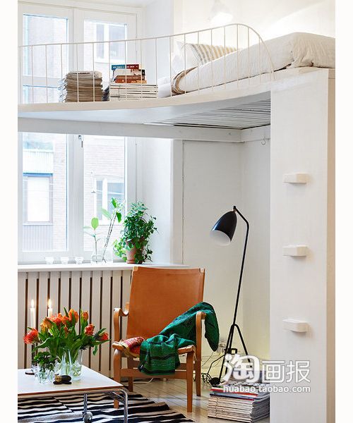 51平米温馨现代公寓 小床架下隐藏着衣柜(图) 