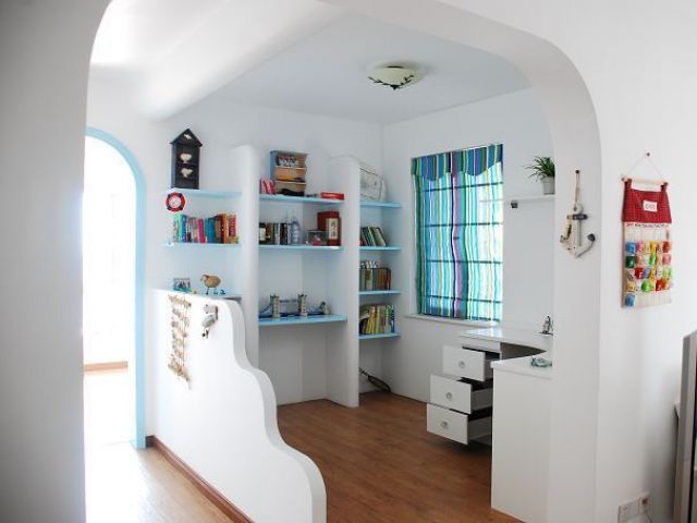 纯白爱恋 开敞式书房完美扩容80平米地中海 