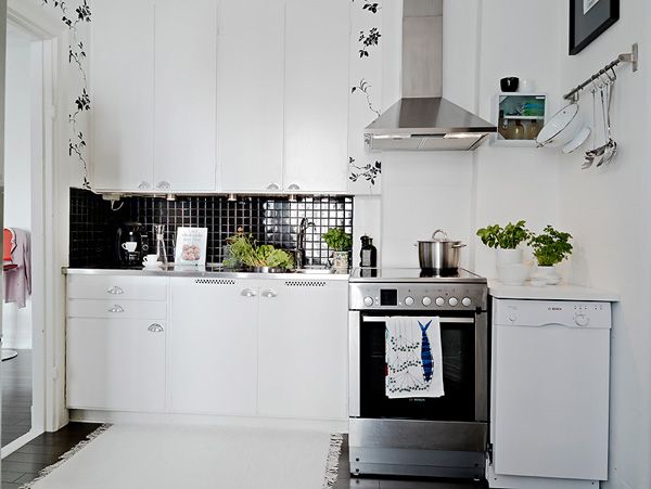 黑白简单色调厨房 搭配出悠闲单身生活(组图) 