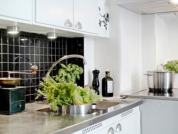 黑白简单色调厨房 搭配出悠闲单身生活(组图) 