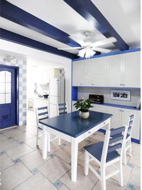 紫蓝白灰勾勒地中海三居室 演绎方正中的浪漫 