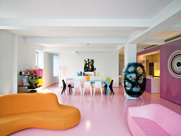 柔和愉快的曲线 颜色鲜艳的公寓设计（组图） 