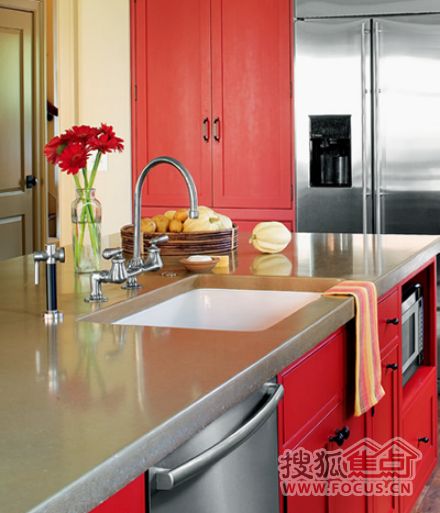 时尚家居装修 红色厨房实用中高调出位(组图) 