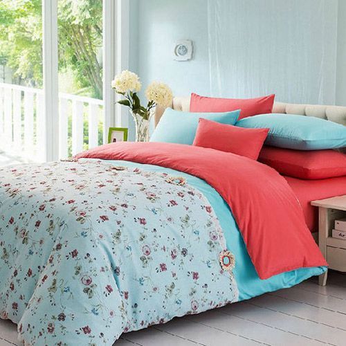 TL 床单床笠式 纯棉四件套床上用品 纯色素色 蔷薇