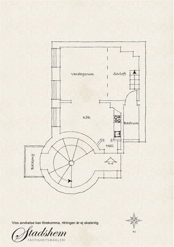 深色复古花纹地板搭配34平哥德堡小公寓(图) 