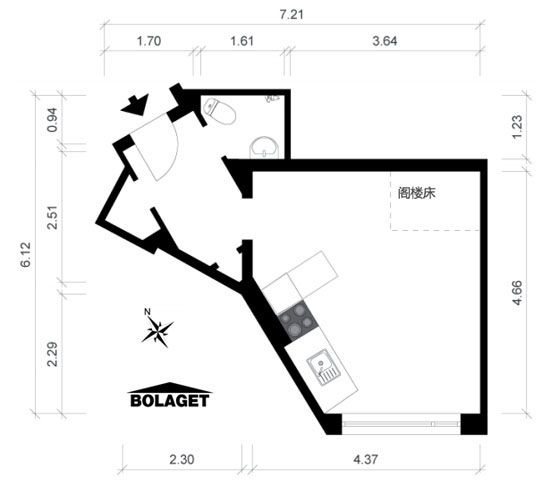 带阁楼床的30平原木主义小户型公寓 (组图) 