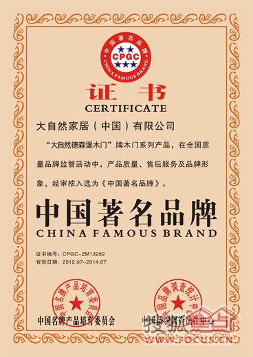 中国著名品牌（证书）