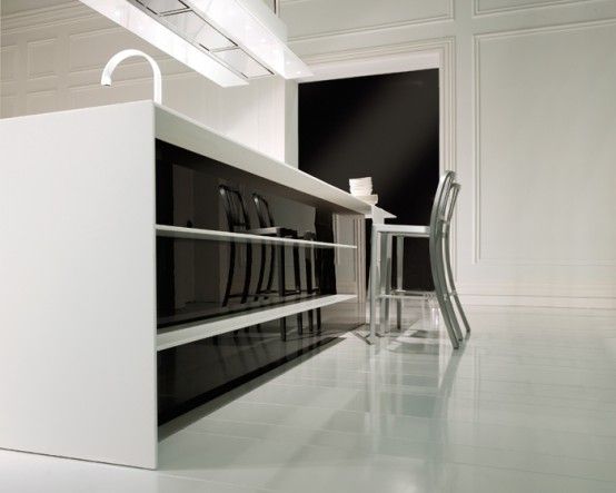 31款黑白厨房酷设计 令人窒息的现代感(组图) 