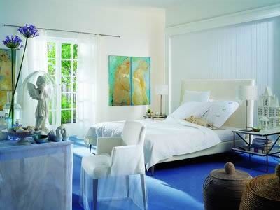 温馨灯光 蓝色海洋打造个性卧室（组图） 